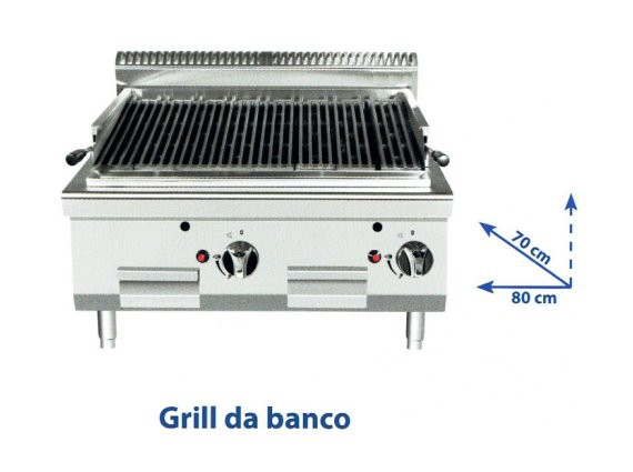Grill pietra lavica TN7N8IR-I doppia da banco.